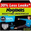 image:imageNinjamas Boys Bedwetting Nighttime Underwear Size L Pull Ups for Boys 6495 lbs 68 Count Training Pants Overnight Underwear Kids Ultra Absorbent HypoallergenicLarge