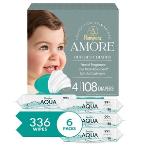 image:imageBundle of Pampers Amore Size 4 1534 lbs 108 Count Our Best Diaper  Pampers Aqua Pure Baby Wipes 99 Water Fragrance Free 336 Baby Wipes Total 6X FlipTop Packs Packaging May Vary