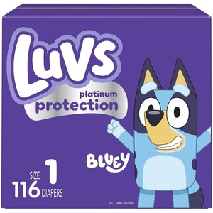 image:imageLuvs Diapers  Size 4 84 Count Bluey Platinum Protection Baby DiaperSize 1