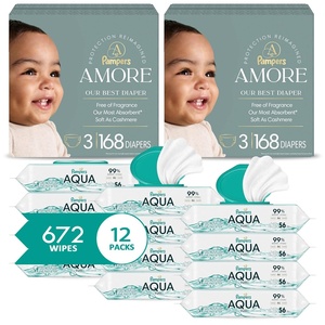 image:imageNEW Pampers Amore Size 1 814 lbs 198 Count Our Best Diaper  Pampers Baby Wipes Aqua Pure 99 WaterBased Wipes Hypoallergenic and Unscented Infant Wipe 672 Total 12 FlipTop PacksSize 3  12x