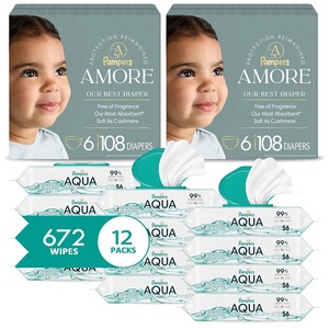image:imageNEW Pampers Amore Size 1 814 lbs 198 Count Our Best Diaper  Pampers Baby Wipes Aqua Pure 99 WaterBased Wipes Hypoallergenic and Unscented Infant Wipe 672 Total 12 FlipTop PacksSize 6  12x