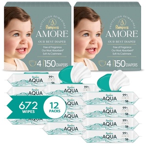 image:imageNEW Pampers Amore Size 1 814 lbs 198 Count Our Best Diaper  Pampers Baby Wipes Aqua Pure 99 WaterBased Wipes Hypoallergenic and Unscented Infant Wipe 672 Total 12 FlipTop PacksSize 4  12x