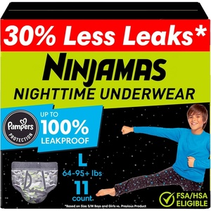 image:imageNinjamas Boys Bedwetting Nighttime Underwear Size L Pull Ups for Boys 6495 lbs 68 Count Training Pants Overnight Underwear Kids Ultra Absorbent HypoallergenicLarge