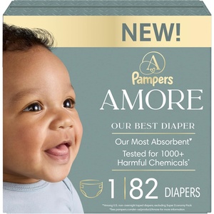 image:imagePampers Amore Size 1 814 lbs 198 Count Our Best Diaper  Hypoallergenic amp Fragrance Free Up to 100 Leakproof Soft as CashmereSize 1