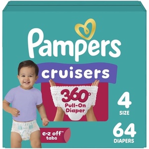 image:imagePampers Diapers  Cruisers 360  Size 4 64 Count Babyproof up to 100 Leakproof PullOn DiaperSize 4