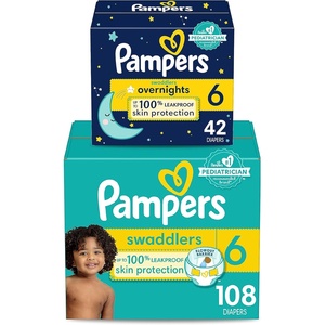 image:imagePampers Disposable Diapers Size 6 Swaddlers 108 Count  Overnight 42 Count