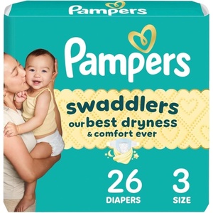 image:imagePampers Swaddlers Diapers Size 5 2037 lbs 132 Count Hypoallergenic Absorbent Keeps Baby Dry and Comfortable Skin Safe Disposable Baby DiaperSize 3