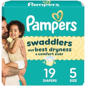 image:imagePampers Swaddlers Diapers Size 5 2037 lbs 132 Count Hypoallergenic Absorbent Keeps Baby Dry and Comfortable Skin Safe Disposable Baby DiaperSize 5