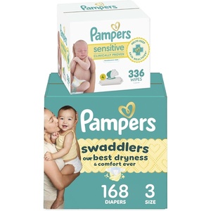 image:imagePampers Swaddlers Disposable Baby Diapers Size 8 One Month Supply 76 Count with Sensitive Water Based Baby Wipes 4X PopTop Packs 336 CountSize 3