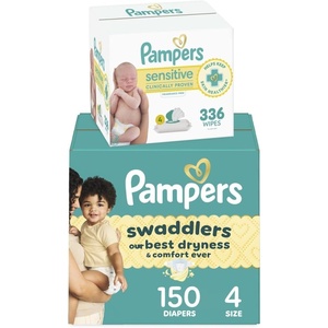 image:imagePampers Swaddlers Disposable Baby Diapers Size 8 One Month Supply 76 Count with Sensitive Water Based Baby Wipes 4X PopTop Packs 336 CountSize 4