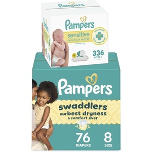 image:imagePampers Swaddlers Disposable Baby Diapers Size 8 One Month Supply 76 Count with Sensitive Water Based Baby Wipes 4X PopTop Packs 336 CountSize 8