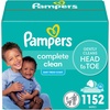 image:imagePampers Baby Wipes Complete Clean Baby Fresh Scented Wipe Gently Cleans Head to Toe 864 Total 12 FlipTop PacksBaby Fresh