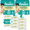 image:imagePampers Swaddlers Disposable Baby Diapers Size 4 2 Month Supply 2 x 150 Count with Sensitive Water Based Baby Wipes 12X Multi Pack PopTop and Refill 1008 Count