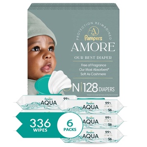 image:imageBundle of Pampers Amore Size 0 up to 10 lbs 128 Count Our Best Diaper  Pampers Aqua Pure Baby Wipes 99 Water Fragrance Free 336 Baby Wipes Total 6X FlipTop Packs Packaging May Vary
