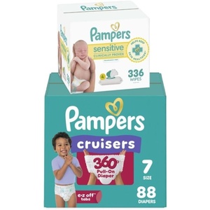 image:imageDiapers Size 5 128 Count and Baby Wipes  Pampers Pull On Cruisers 360 Fit Baby Diapers with Stretchy Waistband ONE MONTH SUPPLY with Sensitive Wipes 6X PopTops 336 Count Packaging May VarySize 7