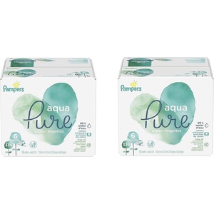 image:imagePampers Aqua Pure Baby Wipes 99 Water Fragrance Free Unscented Water Based MultiUse 672 Wipes Total 12X FlipTop Packs Packaging May Vary336 Count Pack of 2