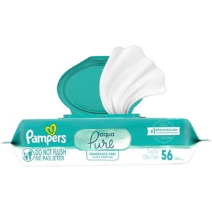 image:imagePampers Aqua Pure Baby Wipes 99 Water Fragrance Free Unscented Water Based MultiUse 672 Wipes Total 12X FlipTop Packs Packaging May Vary56 Count Pack of 1