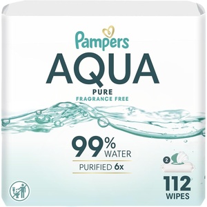 image:imagePampers Aqua Pure Baby Wipes 99 Water Fragrance Free Unscented Water Based MultiUse 672 Wipes Total 12X FlipTop Packs Packaging May Vary56 Count Pack of 2