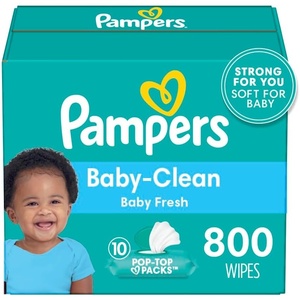image:imagePampers Baby Wipes Complete Clean Baby Fresh Scented Wipe Gently Cleans Head to Toe 864 Total 12 FlipTop PacksBaby Fresh