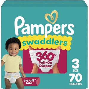 image:imagePampers Diapers  Swaddlers 360  Size 3 156 Count up to 100 Leakproof Comfy Dry Fit Designed for Easy Changes Pull On Baby Diaper Packaging May VarySize 3