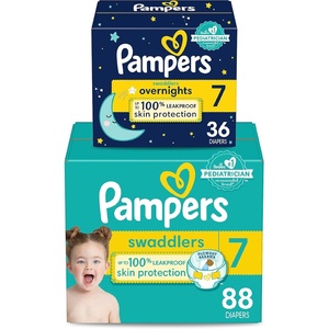 image:imagePampers Disposable Diapers Size 7 Swaddlers 88 Count  Overnight 36 Count