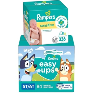 image:imagePampers Easy Ups Pull On Bluey Training Pants Boys and Girls 4T5T One Month Supply 104 Count with Sensitive Water Based Baby Wipes 4X PopTop Packs 336 Count5T6T Size 7