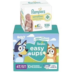 image:imagePampers Easy Ups Pull On Bluey Training Pants Boys and Girls 4T5T One Month Supply 104 Count with Sensitive Water Based Baby Wipes 4X PopTop Packs 336 CountSize 4T5T