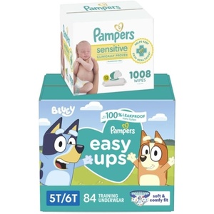 image:imagePampers Easy Ups Pull On Bluey Training Pants Boys and Girls 5T6T One Month Supply 844 Count with Sensitive Water Based Baby Wipes 12 FlipTop Packs 1008 Wipes Total