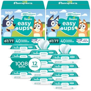 image:imagePampers Easy Ups Pull On Training Underwear Boys 6T7T 2 Month Supply 2 x 70 Count with Sensitive Water Based Baby Wipes 12X Multi Pack PopTop and Refill 1008 Count6T7T  12x