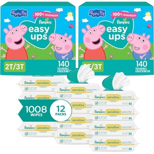image:imagePampers Easy Ups Pull On Training Underwear Girls 4T5T 2 Month Supply 2 x 104 Count with Sensitive Water Based Baby Wipes 12X Multi Pack PopTop and Refill 1008 Count2T3T  12x