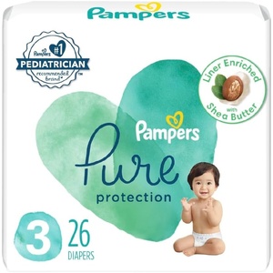 image:imagePampers Pure Baby Diapers Size 5 27 lbs 132 Up to 100 Leakproof Premium Hypoallergenic Soft DiapersSize 3