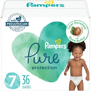 image:imagePampers Pure Baby Diapers Size 5 27 lbs 132 Up to 100 Leakproof Premium Hypoallergenic Soft DiapersSize 7
