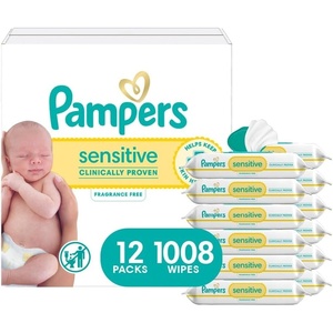 image:imagePampers Sensitive Baby Wipes Water Based Baby Wipes Fragrance Free and Hypoallergenic 192 Wipes Total 3X Refill Packs Packaging May Vary1008 Count Pack of 1