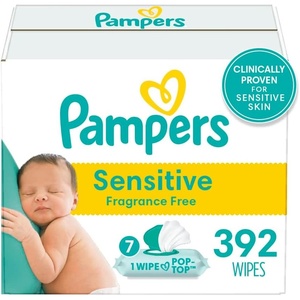 image:imagePampers Sensitive Baby Wipes Water Based Baby Wipes Fragrance Free and Hypoallergenic 192 Wipes Total 3X Refill Packs Packaging May Vary56 Count Pack of 7