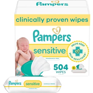 image:imagePampers Sensitive Baby Wipes Water Based Baby Wipes Fragrance Free and Hypoallergenic 192 Wipes Total 3X Refill Packs Packaging May Vary84 Count Pack of 6