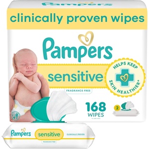 image:imagePampers Sensitive Baby Wipes Water Based Baby Wipes Fragrance Free and Hypoallergenic 192 Wipes Total 3X Refill Packs Packaging May Vary84 Count Pack of 2
