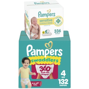 image:imagePampers Swaddlers 360 PullOn Diapers Size 5 116 Count with Sensitive Baby Wipes 4 FlipTop Packs 336 Wipes Total Packaging May VarySize 4  4X