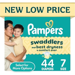 image:imagePampers Swaddlers Diapers Size 6 2344 lbs 50 Count Hypoallergenic Absorbent Keeps Baby Dry and Comfortable Skin Safe Disposable Baby DiaperSize 7