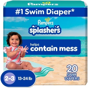 image:imagePampers Swim Diapers  Splashers  Size 4 18 Count GapFree Disposable Baby Swimming PantsSize 23