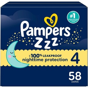 image:imagePampers ZZZ Overnight Diapers Size 3 1628 lbs 66 Count Nighttime Protection Disposable Baby Diaper Night Time Leak and Skin ProtectionSize 4
