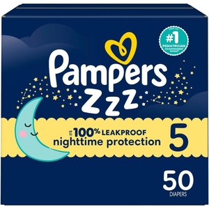 image:imagePampers ZZZ Overnight Diapers Size 3 1628 lbs 66 Count Nighttime Protection Disposable Baby Diaper Night Time Leak and Skin ProtectionSize 5