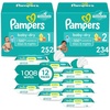 image:imagePampers Baby Dry Disposable Baby Diapers Starter Kit Sizes 1 252 Count amp 2 234 Count with Sensitive Water Based Baby Wipes 12 FlipTop Packs 1008 Wipes Total