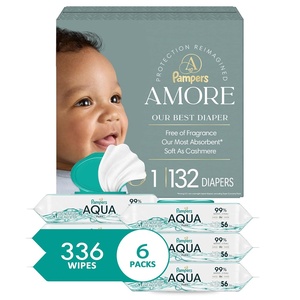 image:imageBundle of Pampers Amore Size 1 814 lbs 132 Count Our Best Diaper  Pampers Aqua Pure Baby Wipes 99 Water Fragrance Free 336 Baby Wipes Total 6X FlipTop Packs Packaging May Vary