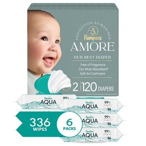 image:imageBundle of Pampers Amore Size 2 1022 lbs 120 Count Our Best Diaper  Pampers Aqua Pure Baby Wipes 99 Water Fragrance Free 336 Baby Wipes Total 6X FlipTop Packs Packaging May Vary
