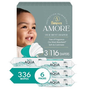 image:imageBundle of Pampers Amore Size 3 1326 lbs 116 Count Our Best Diaper  Pampers Aqua Pure Baby Wipes 99 Water Fragrance Free 336 Baby Wipes Total 6X FlipTop Packs Packaging May Vary