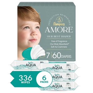 image:imageBundle of Pampers Amore Size 7 2650 lbs 60 Count Our Best Diaper  Pampers Aqua Pure Baby Wipes 99 Water Fragrance Free 336 Baby Wipes Total 6X FlipTop Packs Packaging May Vary
