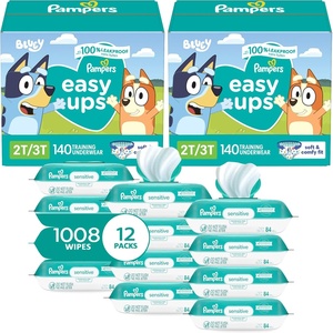 image:imagePampers Easy Ups Pull On Training Pants Boys 2T3T 2 Month Supply 2 x 140 Count with Sensitive Water Based Baby Wipes 12X Multi Pack PopTop and Refill 1008 Count