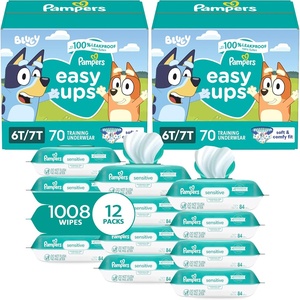 image:imagePampers Easy Ups Pull On Training Underwear Boys 4T5T 2 Month Supply 2 x 104 Count with Sensitive Water Based Baby Wipes 12X Multi Pack PopTop and Refill 1008 Count