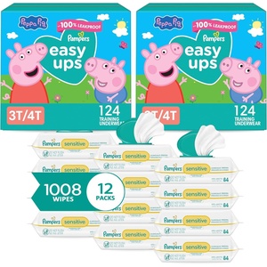 image:imagePampers Easy Ups Pull On Training Underwear Girls 2T3T 2 Month Supply 2 x 140 Count with Sensitive Water Based Baby Wipes 12X Multi Pack PopTop and Refill 1008 Count3T4T  12x