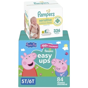 image:imagePampers Easy Ups and Baby Wipes  Pull On Disposable Potty Training Underwear for Girls and Boys Size 7 5T6T 84 Count ONE MONTH SUPPLY with Sensitive Wipes 6X PopTop Packs 336 Count